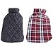 REXSONN Pet Dog cats Cozy Windproof Jacket Winter Warm Apparel Grid Plaid Reversible Coat Coats for small Puppy medium large dogs