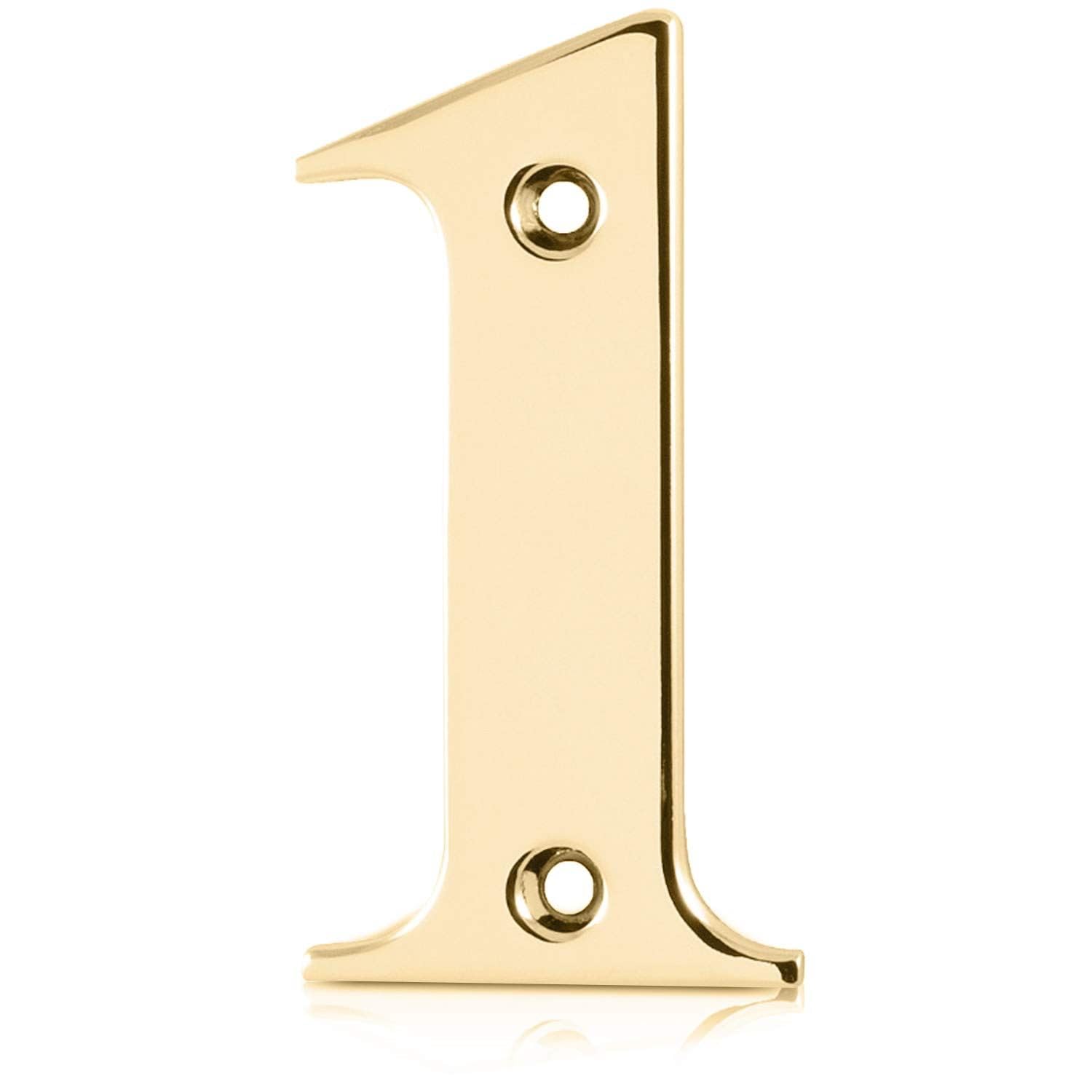 XFORT Polished Brass Front Door Number 1, House Number Suitable for All Door Types including Wooden, uPVC, and Composite.