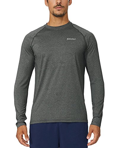 Baleaf Men's Cool Running Workout Long Sleeve T-Shirt Grey Size XL