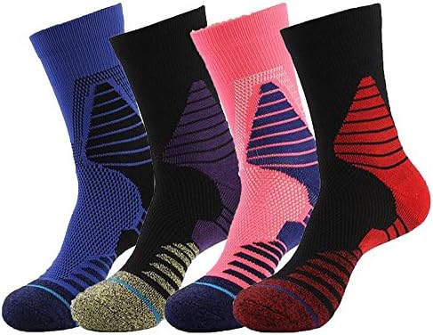 4 Pack Men's Cushioned Basketball Dri-Fit Athletic Compression Long Sports Outdoor Dress Socks Size 7-12 (Style 2)