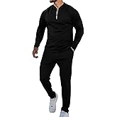 LecGee Mens 2 Piece Tracksuit Long Sleeve Zip Polo Shirts Set Jogging Casual Sweatsuit Athletic Outfits