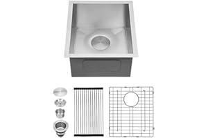 Kichae Undermount Bar Sink 17 inch Undermount Sink Stainless Steel Small Bar Prep 16 Gauge Deep Single Bowl RV Handmade Basin