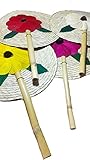 13'' Palm Hand Fans, 4 Colors Pack Palm Leaf Hand Fans, Bundle Decorative Handfan, Wicker Floral Fan, Fiesta Party, Floral Handfan, Handmade Palm Fans, Perfect Wedding Favor Fans,