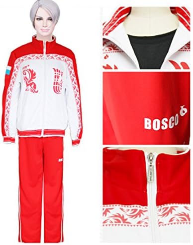 JapanAnimeCosplayExcellent Men,s Sports Jacket Fullset Practical Zip-up Pocket Anime Costume Nikiforov
