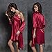 SUNBABY Women Sexy Silk Satin Robe Camisole Pajama Dress Two Piece Suit Sleepwear (M, Burgundy)