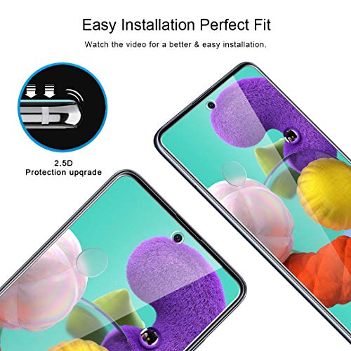 TAURI [3 Pièces Protection écran pour Samsung Galaxy A51 Verre Trempé, [9H Dureté][sans Bulles][Anti Rayures] Film Protection écran