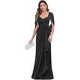 Cape Sleeve Mother of The Bride Dresses for Wedding Long Mermaid Lace Chiffon Formal Evening Party Dress