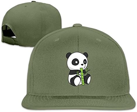 ForestGreen Male/Female Cute Panda Drawing Cotton Flat Snapback Baseball Caps Adjustable Mesh Hat Mesh Hats One Size Fits Most