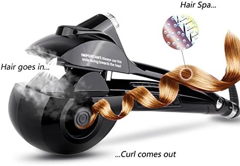 Wende Automatic Hair Steam Curler Steam Curling Iron with ceramic heater and LED digital display (black)