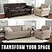 Home Fashion Designs Printed Twill Arm Chair Slipcover. One Piece Stretch Chair Cover. Strapless Arm Chair Cover for Living Room. Brenna Collection Slipcover. (Chair, Chocolate)
