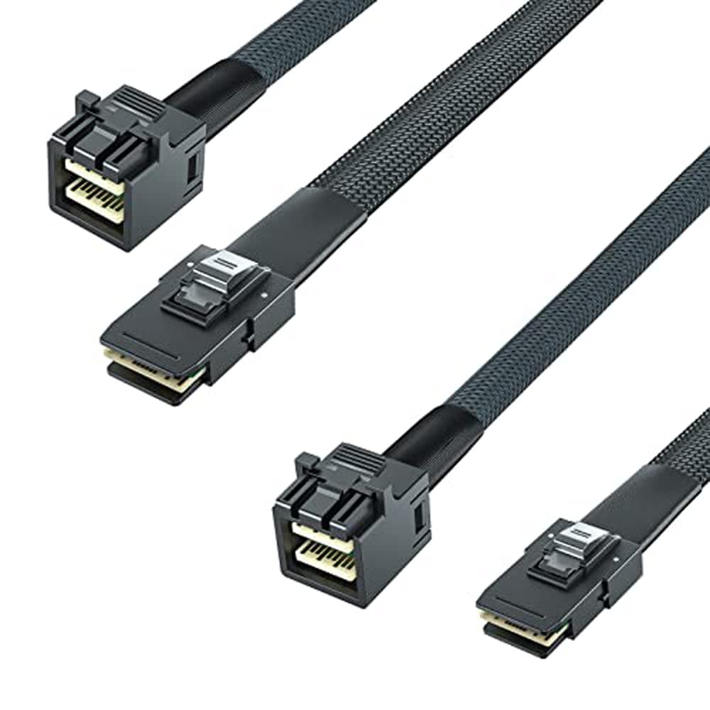 10Gtek 2 Pack Mini SAS SFF-8643 to SFF-8087 Internal SAS Cable, 0.5-Meter (1.65-ft)