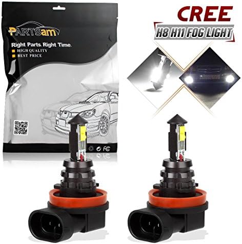 2 Pcs Partsam High Power 4 XTE CREE Xtremely Super Bright H11 H8 H16 Type 2 Xenon White LED Bulbs for Fog Light Lamps Replacement 6000K