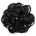 Onedor® Ladies Synthetic Wavy Curly or Messy Dish Hair Bun Extension Hairpiece Scrunchie Chignon Tray Ponytail (1#-Black)