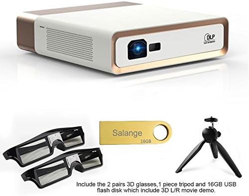 Salange F1 Smart Home Projector with 1080P FHD, DLP Android ,1200 LMS 1920x1080P Resolution Support 3D 2K 4K DLP Projector,Include 3D Glasses,16G Disk and Tripod