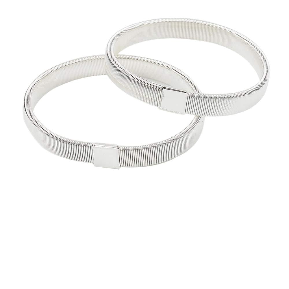 CHENGZI Anti-Slip Shirt Sleeve Armbands Stretch Elastic Armbands Bracelet Sleeve Holders 1 Pair (SILVER)