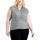International Concepts Women's Plus Size Paisley-Print Sleeveless Surplice Top
