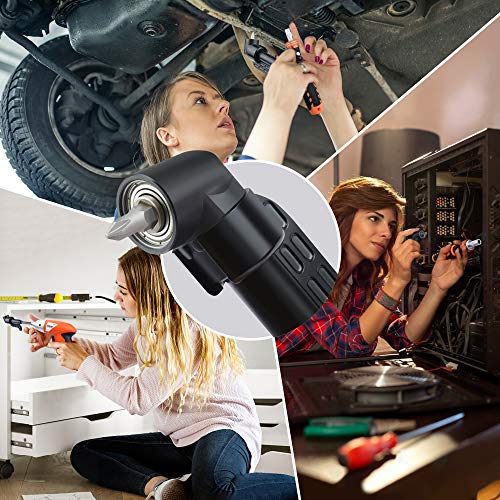 JelBo Adaptateur de perceuse à angle droit 105 °, fixation de perceuses à angle droit à tige hexagonale 1/4\