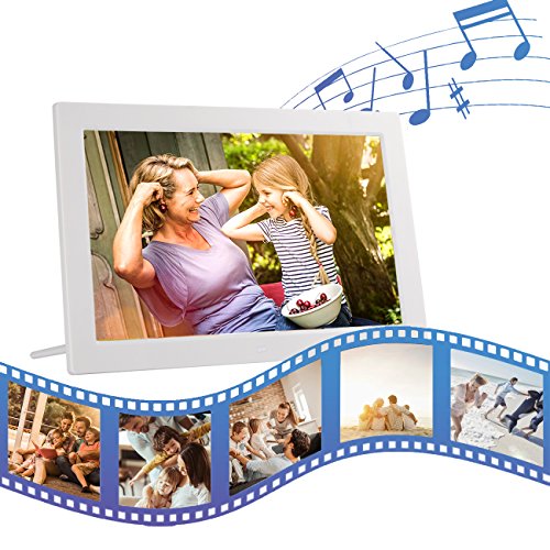 Digital Video Picture Frame 13 Inch,Kenuo 1280 x 800 HD LED Screen with Calendar, MP3/Photo/Video Player with Remote Control - White