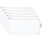 PATIKIL Mesh Cosmetic Bags, 5 Pack Nylon B6 Size Pen Pencil Case Travel Toiletry Cosmetic Makeup Zipper Mesh Toiletry Storage Organizer Pouch for Office, White