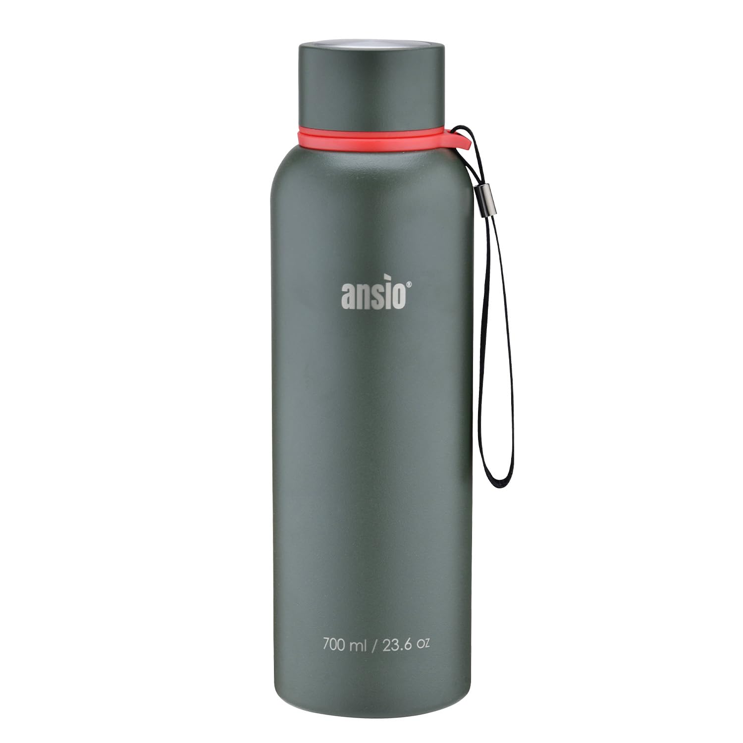 ANSIO Water Bottle,Vacuum Flask & Stainless Steel Water Bottle Double Walled Insulated Drinks Bottle Hot & Cold BPA Free Outdoor Sports Camping Hiking Cycling (700 ML, Dark Green)