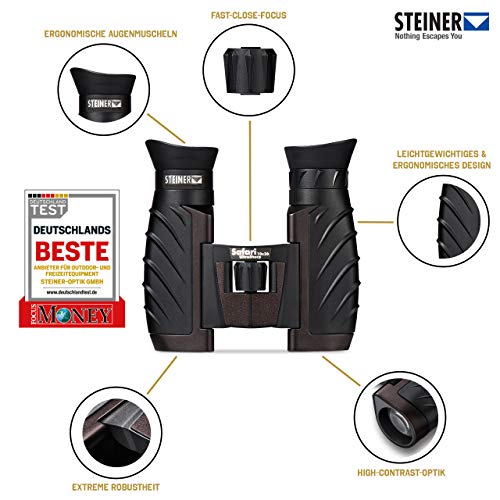 STEINER Fernglas Safari UltraSharp 10x26 - Deutsche Marken-Qualität, 10 Jahre Garantie, für Erwachsene & Kinder, klein, kompakt, leicht, der ideale Begleiter auf Reise und zum Wandern – Bild 4