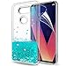 LG V30 Case,LG V30 Plus Case with HD Screen Protector for Girls Women,LeYi Cute Shiny Glitter Bling Moving Quicksand Liquid Clear TPU Protective Phone Case Cover for LG V30 / LG V30 + ZX Turquoise