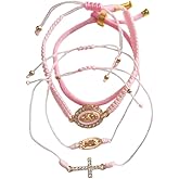 DATOA Virgin Mary Amulet Cross Bracelet Set Handmade Red String Lucky Knot Evil Eye Braided Bracelet Religious Protection Jewelry Gift