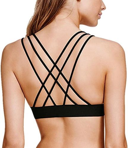 Animas Women's Plunge Yoga Sports Bra High Impact Wirefree Strappy Top