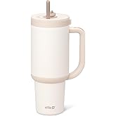 Ello Oasis 30 oz Tumbler with Handle & Retracting Straw | Reusable Insulated Stainless Steel Cup 100% Leakproof, Gifts for Teens Women Men | Keeps cold for 24 Hours, Cup Holder Friendly, Cream Tonal