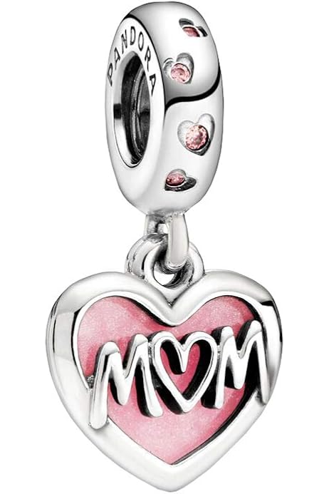 Pandora Mom Script Heart Dangle Charm 