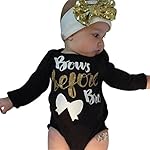 Baby Clothes, Egmy Cute 2Pcs Newborn Baby Girl Letter Long Sleeve Romper+Headband Outfits Clothes (Size:3M)