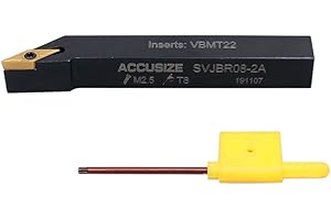 Accusize Industrial Tools 1/2'' Shank x 4'' Overall Length Svjb Tool Holder, Right Hand Cutting with Vbmt22 Carbide Insert, 2