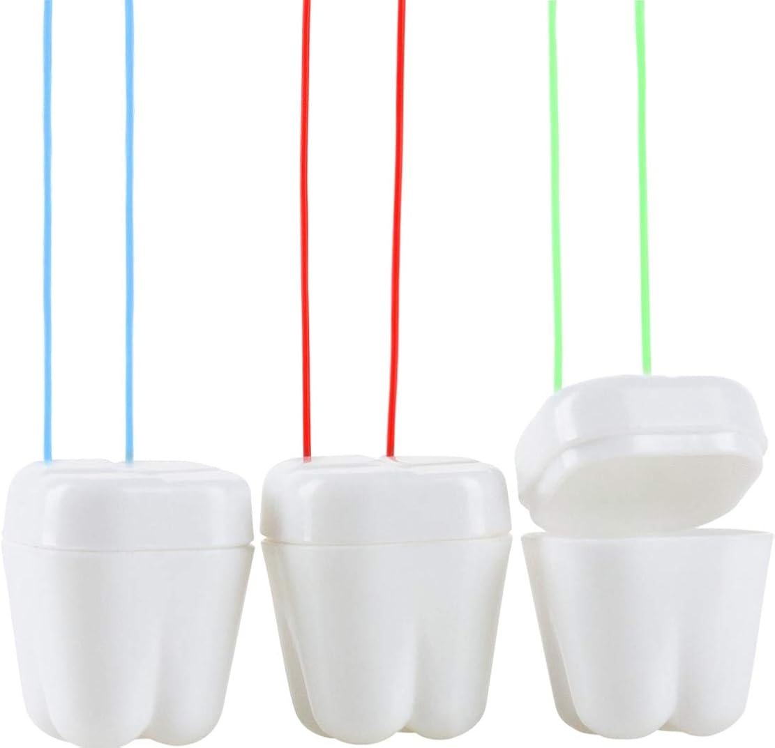 100Pack Tooth Saver Necklace Holders Colorful Teeth