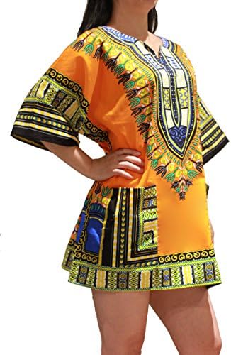 Traditional African Dashiki Shirt - Unisex (Teeny Size, Orange)