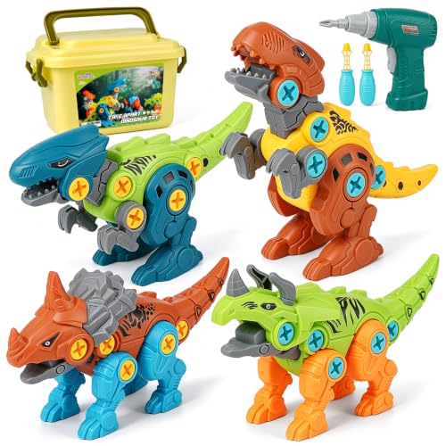 Dreamon Dinosaur Toy Child Boy 3 4 5 7 8 Years Old with Storage Box Electric Drill DIY Construction Puzzle Toy Gift for Boys Girls