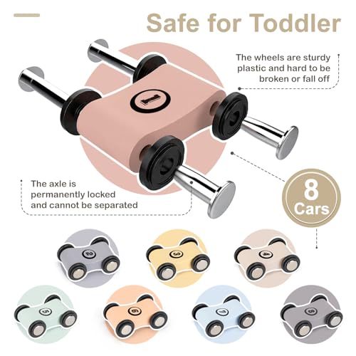 Joyreal Baby Toy 1 2 Year Old - Wooden Ramp Car Montessori Games with 8 Mini Car Child and Wooden Garage Toy Gift Boy Girl Child