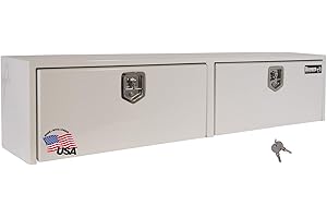 BUYERS PRODUCTS COMPANY Buyers Products 1702840 White Steel Topsider Truck Box With T-Handle Latch, 16 x 13 x 72 Inch, Truck Tool Box For Storage And Organization, Lockable Tool Chest For Work Trucks