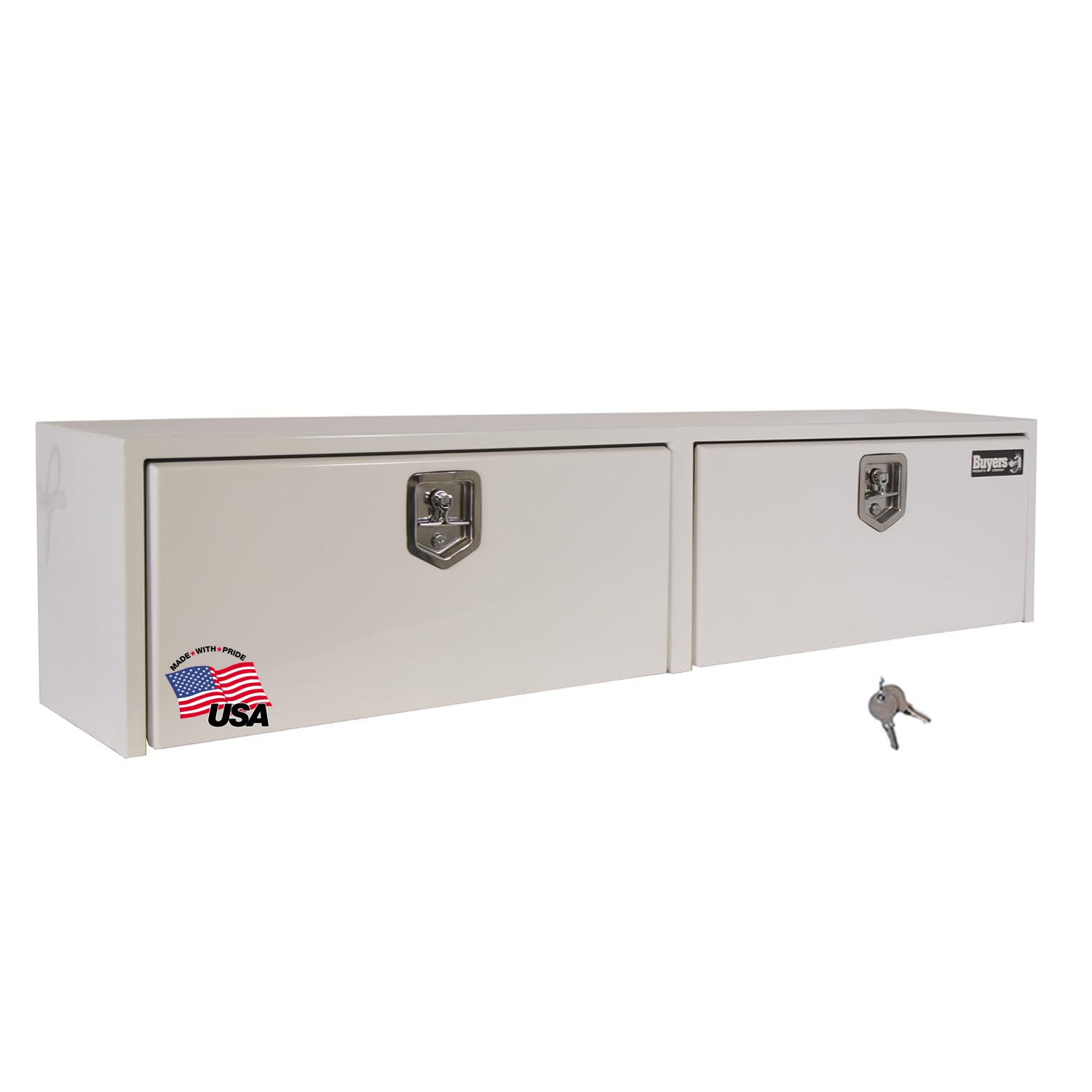 Photo 1 of **DENTS AND SCUFFS**Buyers Products 1702840 White Steel Topsider Truck Box With T-Handle Latch, 16 x 13 x 72 Inch, Truck Tool Box For Storage And Organization, Lockable Tool Chest For Work Trucks