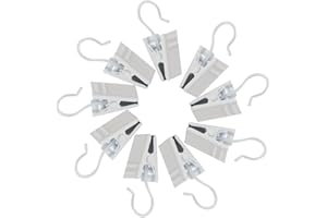 BAOTONGLE 24pcs Small Curtain Clips Stainless Steel Hooks for Hanging Clip Photo Clips Awning Lights Curtain Clips for Camp Tent Light Photo Art Indoor Outdoor Halloween Christmas(White, 24)