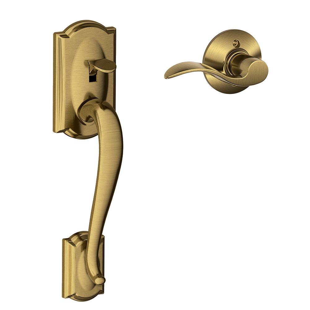Photo 1 of SCHLAGE Camelot Front Entry Handle Accent Right-Handed Interior Lever (Antique Brass) FE285 CAM 609 ACC RH