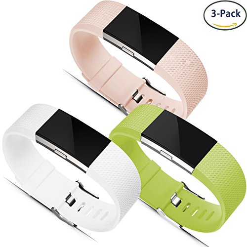 Maledan Replacement Bands (3 Pack) for Fitbit Charge 2, Large