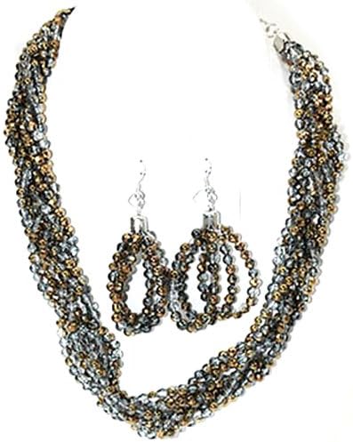 Twisted Beads 16 inches Necklace and Earrings Set