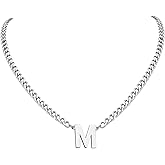 PIYIZ Initial Pendant Necklace for Men Women Balloon Letter Jewerlry, 18K Gold Plated Stainless Steel Capital A-Z Alphabet Name Necklaces 4.5mm Cuban Link Chain/Dog Tags with Initial