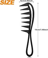 Sularpek Wide Tooth Shark Comb for Wet Long Hair Black view 2
