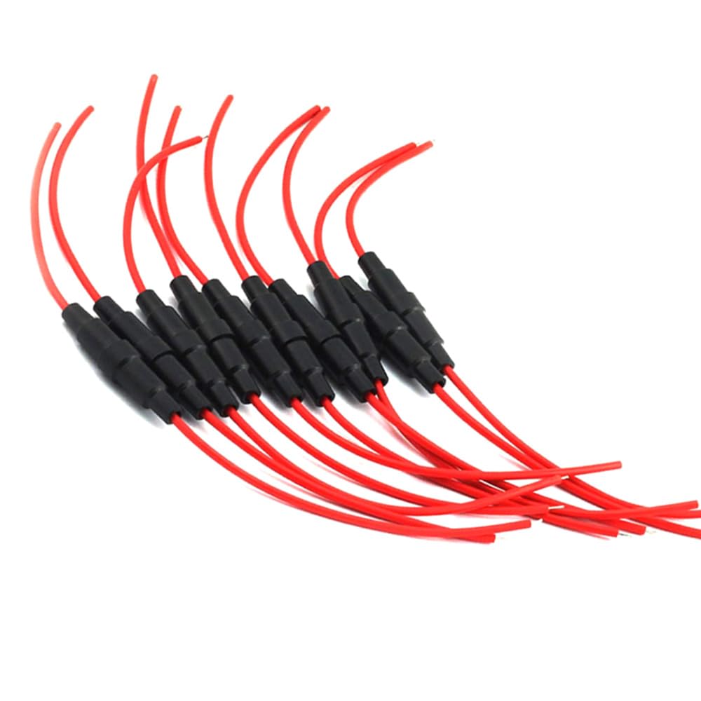 Aiqeer 20 Pieces 6 X 30 mm 32V 20A Inline Glass Tube Fuse Holders, Car AGC Glass Fuse Holder with 16 AWG Wire (Black)