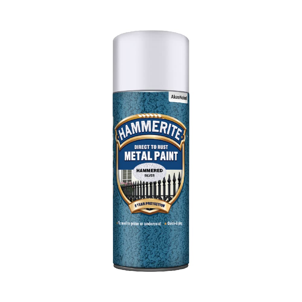 Hammerite 5084783 Metal Paint: Hammered Silver 400ml (Aerosol)