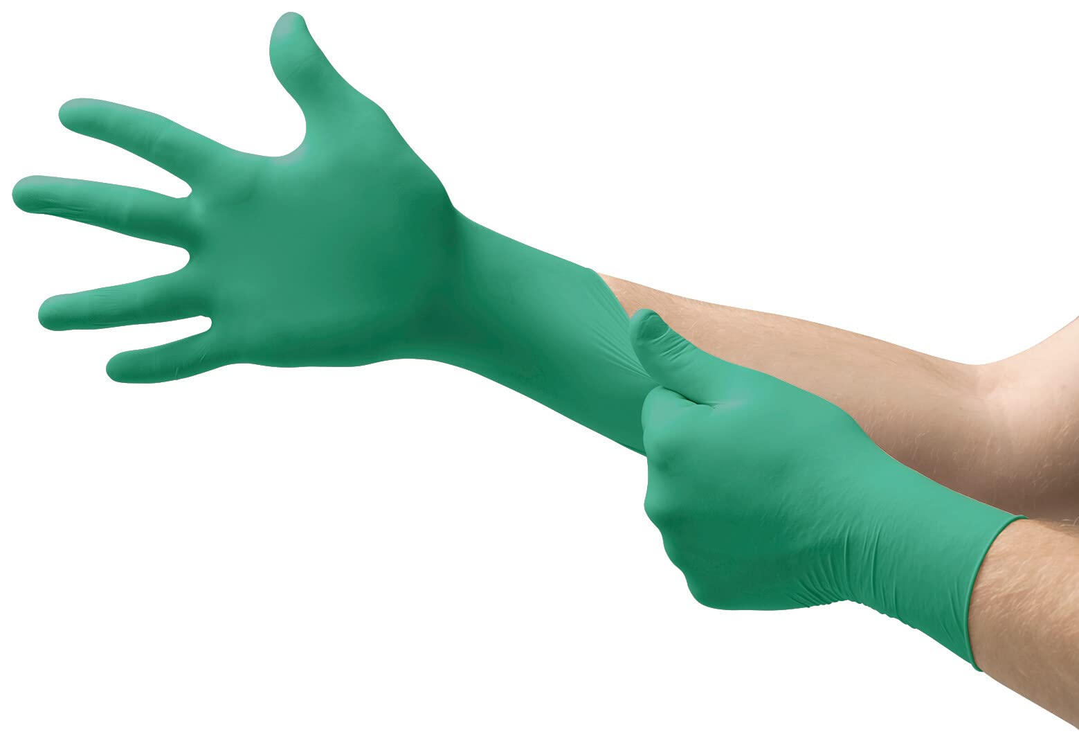 Ansell TouchNTuff 92-500 Disposable Nitrile Gloves, Powdered and Food Certified, High Chemical Resistance and Mechanical Protection, Professional Safety Gloves, Green, Size XL (100 Gloves)