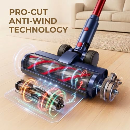 INTETURE Cordless Vacuum Cleaner 650W/55Kpa,70 Mins Cordless Vacuum, Self-Standing Upright Stick Vacuum Cleaner with Wall Mount Charging, Touch Screen, Vacuums for Carpet Hard Floor Pet Hair, Standard
