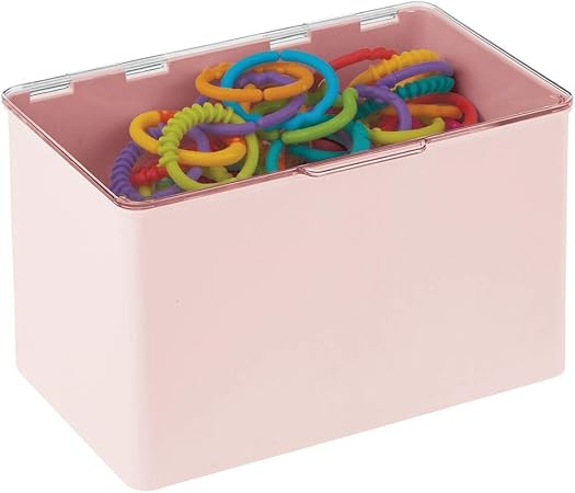 mDesign Caja con tapa para la cocina, la despensa o el despacho – Cajones de plástico sin