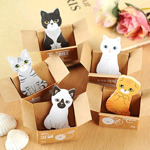 Fascola Mini Cute Cartoon Kawaii Cats and Dogs Memo pad Box Sticky Notes for Kids Gifts Post It Note Office Supplies ,Pack of 5